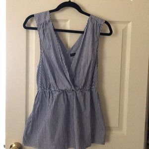 Banana Republic top-blue/white stripe (L)